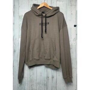 ORIGIN Spellout French Terry Pullover Hoodie Brown Sz S